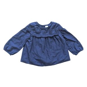 babyGAP Navy Blue Eyelet Swing Style Top - Size 2T